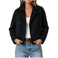 thumbnail image 2 of Mifsaly Womens Cropped Trench Jackets Notched Lapel Double Breasted Wool Coats Fall Winter Fashion Stylish Going Out Dating Shopping Work Office Casual Outfits Black,S, 2 of 7