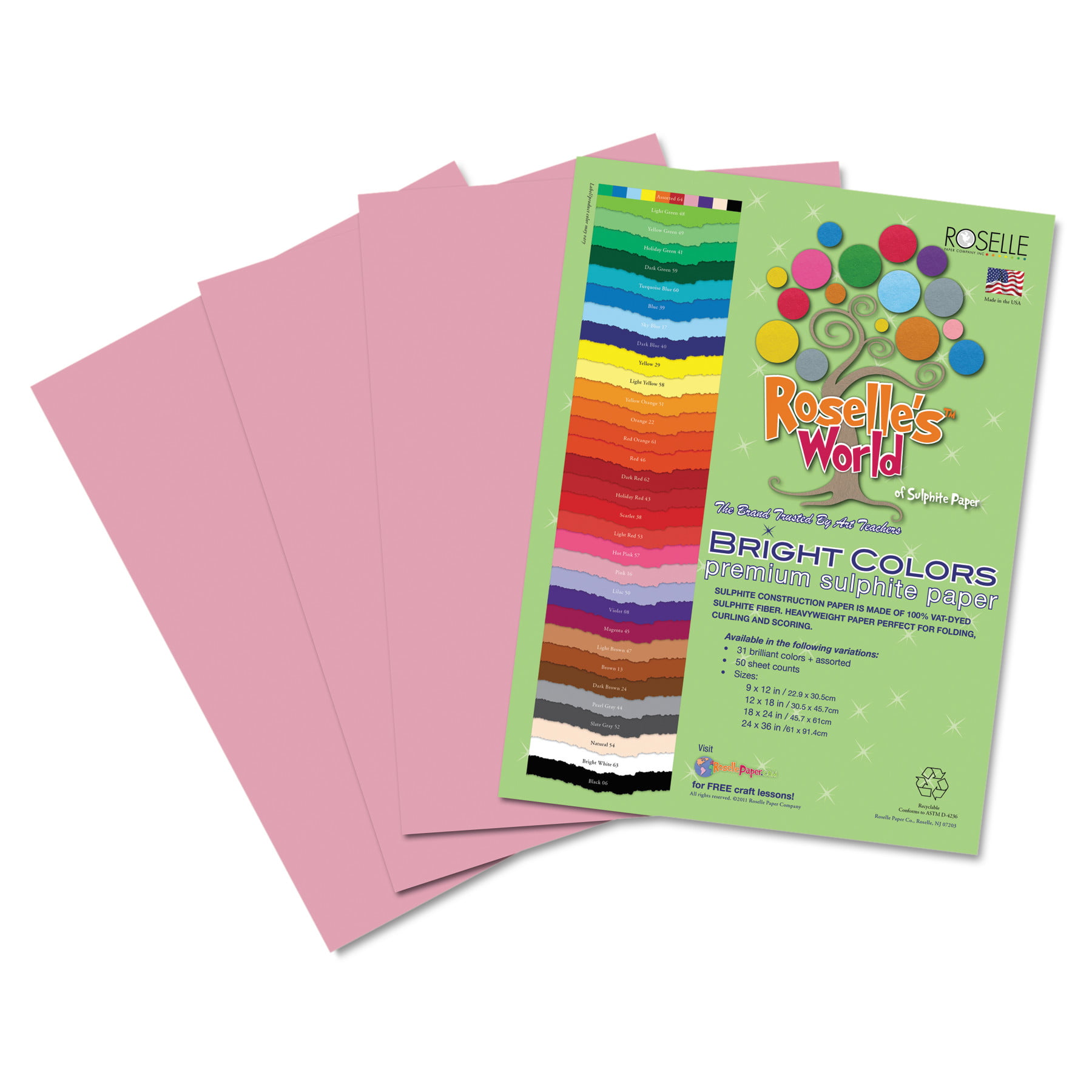 Roselle 12x18 Bright Colors Sulphite Construction Paper, Brown (71302)