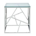 thumbnail image 3 of Table d'appoint en forme de cube avec plateau en verre trempé argenté, 3 of 4