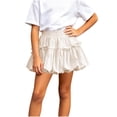 thumbnail image 2 of SGFCWSX Girls Ruffle Skirt Bubble Elastic Waist Bow Tiered Casual Daily Mini Skirts for Kids Beige Size 9, 2 of 8