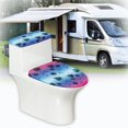 thumbnail image 5 of HELLHERO Coconut Tree Pattern Elastic Edge Stretch Bathroom Seat Covers, Polyester, Stretchy Fabric Lid Cover Set for Toilet, Adjustable, Reusable, 5 of 7