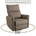 thumbnail image 2 of Bellemave Power Swivel Rocker Recliner, 270° Glider Recliner with USB Ports, Overstuffed Faux Leather Rocking Chair for Small Spaces Living Room (Brown), 2 of 9