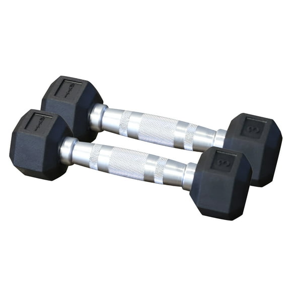 Bintiva Rubber Coated Hex Dumbbells for Men & Women, Black 3lb Pair