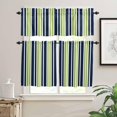 thumbnail image 2 of Navy Blue Grey Striped Kitchen Curtains, Modern Minimalist Ombre Lines 3-Piece Kitchen Curtain Valance and Tiers Set 36 Inch Length, Rod Pocket Half Window Curtains for Cafe Living Room Bathroom, 2 of 5