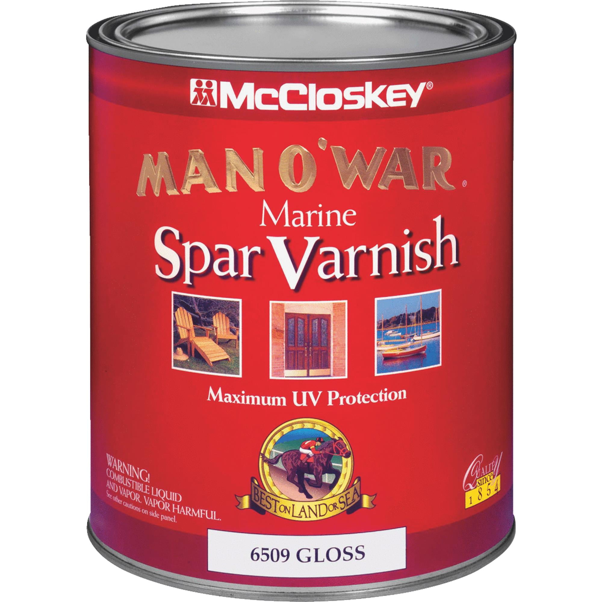 McCloskey Man O' War 6509 Marine Spar Varnish, Clear, Gloss, 1 qt