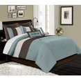 thumbnail image 2 of Chezmoi Collection 8-Piece Luxury Striped Comforter Set (Blue/Brown/Beige, Full), 2 of 5
