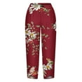 thumbnail image 4 of AJTQTH Women Summer Cropped Pants for Summer Stylish Floral and Leaf Print Vintage Thin Pants Elastic-Waisted Casual Lantern Pants Red XXXXXL, 4 of 5