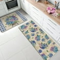 thumbnail image 2 of Spring Summer Floral Flower Kitchen Rugs Set of 2, Blue Hydrangea Mason Jar Eucalyptus Leaves Kitchen Mats Decor, Plaid Check Farmhouse Floor Door Mat Home Decorations -17x30 and 17x47 Inch, 2 of 6