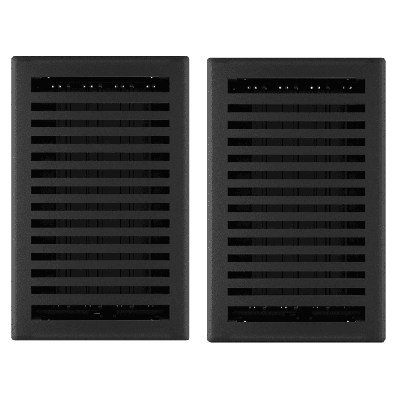 6in x 10in Montezuma Style Black Iron Metal Heating and Cooling Air Floor Register (2 PACK) - Overall 7 1/4" x 11 1/4"