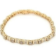 NV DIAMONDS 4CT Baguette & Round Natural Diamond (SI1,IJ) 14K Yellow Gold Tennis Bracelet Fine Jewelry for Women