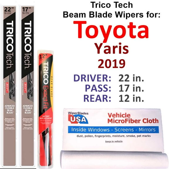 2019 Toyota Yaris Beam Blade Wipers (Set of 3) w/Rear Wiper