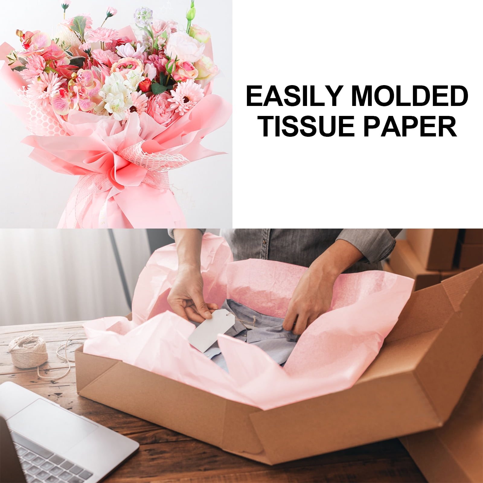 150 Pack Pink Gift Tissue Paper Bulk - 14" x 20" Small Sheets for Packaging, Wedding Favors, Floral Wraps and Arts & Crafts Projects, Pink