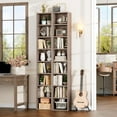 thumbnail image 5 of 8-Tier Media Tower Rack, 11.6 X 9.3 X 70.9 Inches CD DVD Slim Storage Cabinet with Adjustable Shelves, Tall Narrow Bookcase Display Bookshelf for Home Office,Oak, 5 of 18