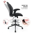 thumbnail image 3 of CHAIRMAN® Ergonomic Mid-Back Faux Leather Adjustable Drafting Chair with Flip-up Arms and Foot Ring, Standing-Desk Matched Tall Swivel Computer Office Stool, Black, 3 of 11