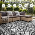 thumbnail image 2 of SIXHOME Outdoor Rug 5'x8' Waterproof Reversible Patio Rug Boho Geometric Indoor Outdoor Rugs Lightweight Plastic Straw Ourdoor Carpet for RV Camping Deck Balcony Modern Porch Decor Black and White, 2 of 7