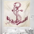 thumbnail image 1 of Anchor Tapestry, Realistic Hand Drawn Sketch Marine Vintage Design Sails Yacht Boat Cruise, Fabric Wall Hanging Decor for Bedroom Living Room Dorm, 5 Sizes, Dark Mauve Cream, by Ambesonne, 1 of 1