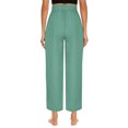 thumbnail image 4 of USNSM Women's Wide Leg Lounge Pants with Pockets Lightweight High Waisted Palazzo Adjustable Tie Knot Flowy Trousers Green S, 4 of 6