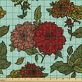thumbnail image 2 of Ambesonne Floral Fabric by the Yard Upholstery, Detailed Large Flowers Scene, 3 Yards, Pale Blue Vermilion, 2 of 5
