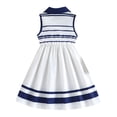 thumbnail image 5 of Toddlers Girls Cute Dresses Striped Print Sleeveless Pleated A Lined Midi Dress Summer Casual Going out Flowy Lightweight Dress, for 3 to 10 Years, 5 of 10