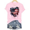 thumbnail image 5 of TOWED22 American Flag Patriotic T-Shirt Women 4th of July Gift Shirt USA Flag Stars Stripes Graphic Short Sleeve Casual Tops(Pink,M), 5 of 6
