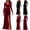 Style1-Red dresses for women, variant on Maqroz Women's Velvet Long Sleeve Maxi Dress Fashion V Neck Ruched Waist Side Split formal Evening Dress Wedding Guest Dresses formal Gowns Black XXL