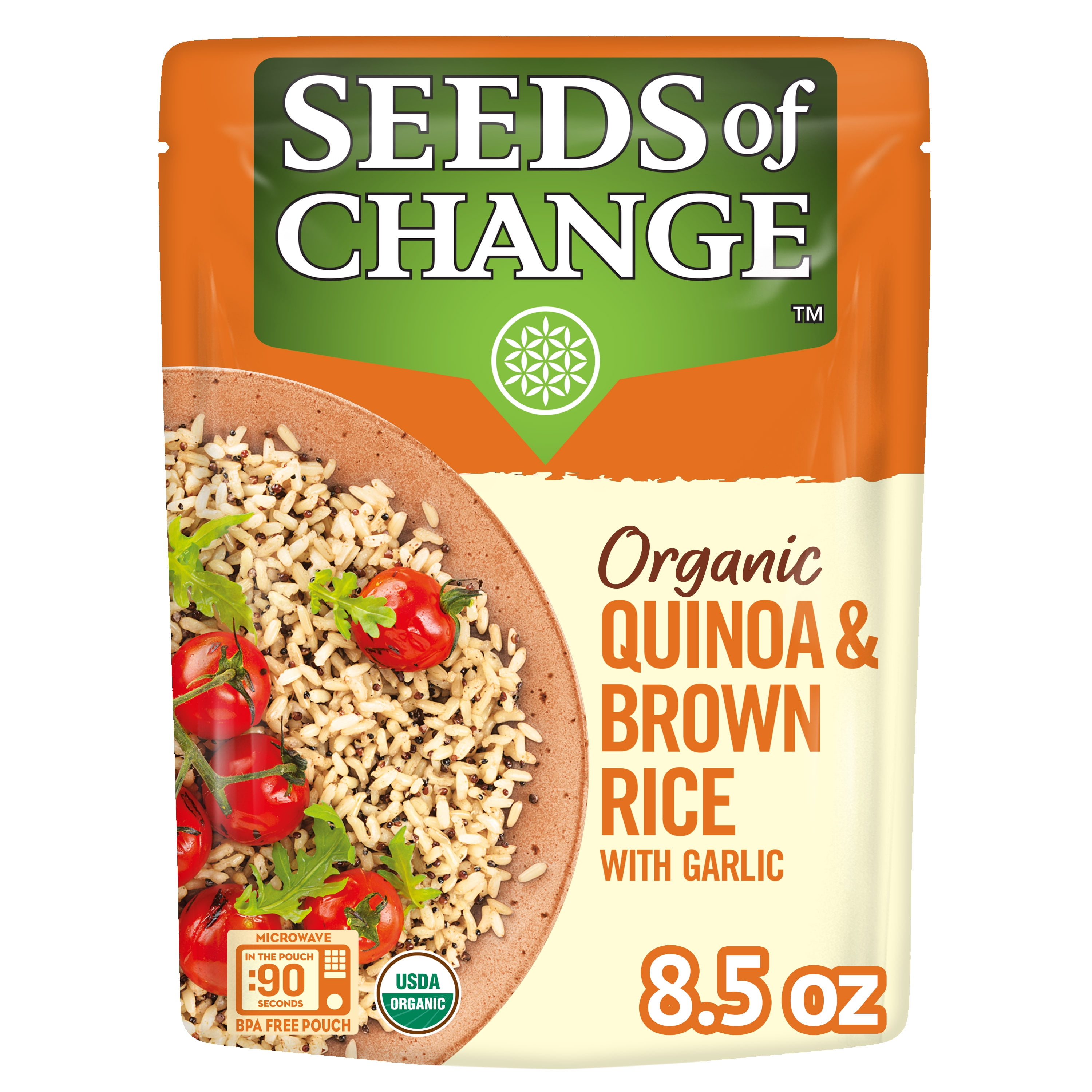 SEEDS OF CHANGE Certified Organic Quinoa & Brown Rice with Garlic, 8.5 oz. pouch