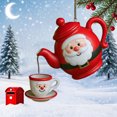 thumbnail image 3 of Colgante acrílico 2D de tetera y taza de té, diseño navideño de acebo, adorno colgante para chimenea, árbol, hogar, decoración festiva, regalo, 3 of 4