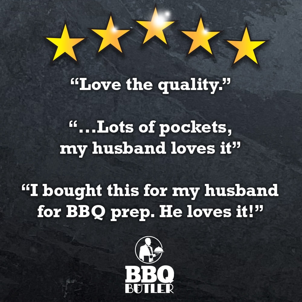BBQ Butler Grilling Apron - Premium Waxed Canvas Apron - Deluxe Leather