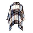 thumbnail image 4 of Mode Femmes Cape Châle à Carreaux Tricot Cardigan Cape, 4 of 5