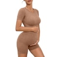 thumbnail image 6 of Women's Maternity Casual Outdoor Yoga Set Crewneck Short Sleeve T Shirts Top Yoga Shorts Two Piece Set Pregnant Solid Color Quickly Dry Short Sleeve Shorts Athletic Outfits, 6 of 6