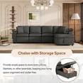 thumbnail image 5 of EUROCO 109.8" Longer Sectional Sofa Chenille Fabric Sectional Couch with Storage Chaise,  with 2 pillows Cup Holder and USB Posts for living room, Black, 5 of 8