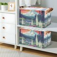 thumbnail image 2 of Yayeee Foldable Storage Basket for Shelves with Handles Waterproof Cloth Bins, Floral Mountain, 2 of 7