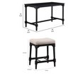 thumbnail image 5 of Benjara 5 Piece Counter Height Table Set, 4 Slatted Chairs, Beige Fabric, Black, 5 of 5