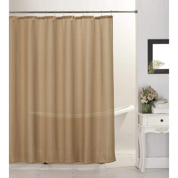Emerson Canvas Shower Curtain Modern Solid Color Polyester, Durable Bathroom Tub Décor 70" x 70" - Mocha