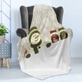 thumbnail image 4 of Christmas Soft Flannel Fleece Throw Blanket, Snowman Owls in Snowy Winter Day Jingle Bells Snowflake Image, Cozy Plush for Indoor and Outdoor Use, 50" x 70", Multicolor, by Ambesonne, 4 of 5