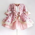 thumbnail image 4 of Styles I Love Baby Toddler Girl Elegant Lace Flower Vintage Satin Long Sleeve Dress, 2 Colors (Pink, 120/3-4 Years), 4 of 6