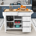 thumbnail image 3 of Glavbiku Rolling Kitchen Island Cart with Rubber Wood Countertop,5 Drawers Storage Cart,53"L,White, 3 of 14