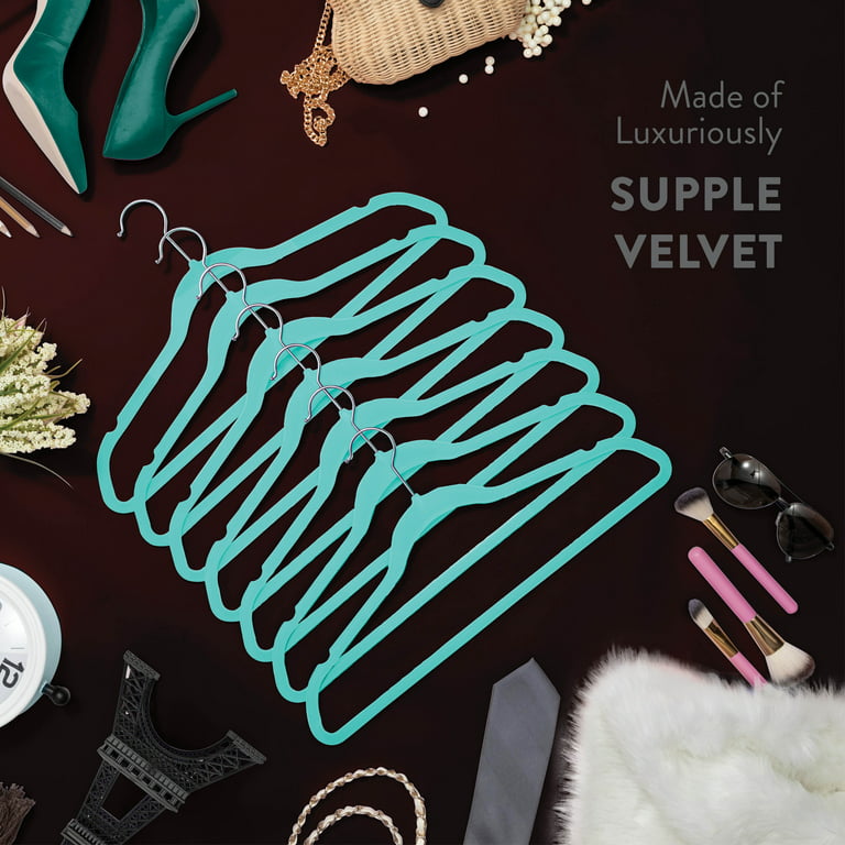 OSTO 100-Pack Velvet Non-slip Grip Clothing Hanger (Turquoise) at