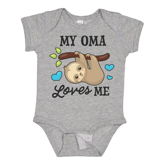 Inktastic My Oma Loves Me with Sloth and Hearts Boys or Girls Baby Bodysuit