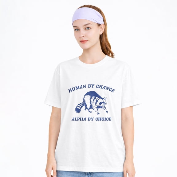 Unisex Cotton T-Shirt Human By Chance Letter Graphic Casual Tee