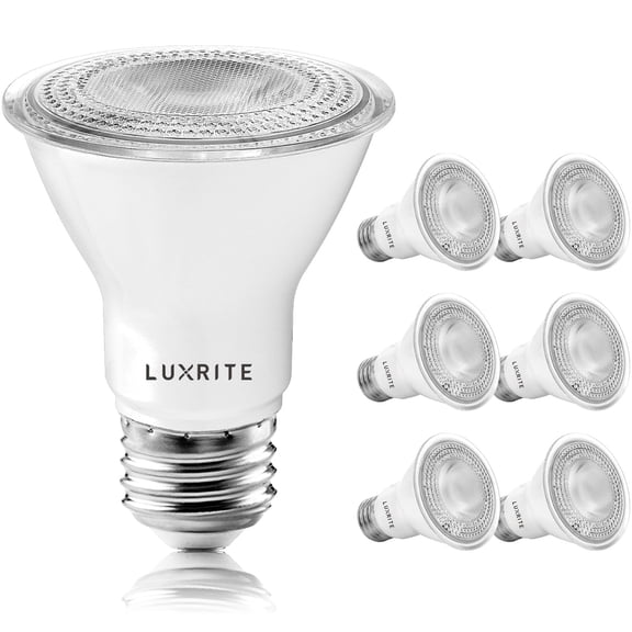 Luxrite 6-Pack PAR20 LED Bulbs 7W=50W 3000K Soft White Dimmable Indoor Outdoor 500 Lumens Wet Rated E26 UL Listed