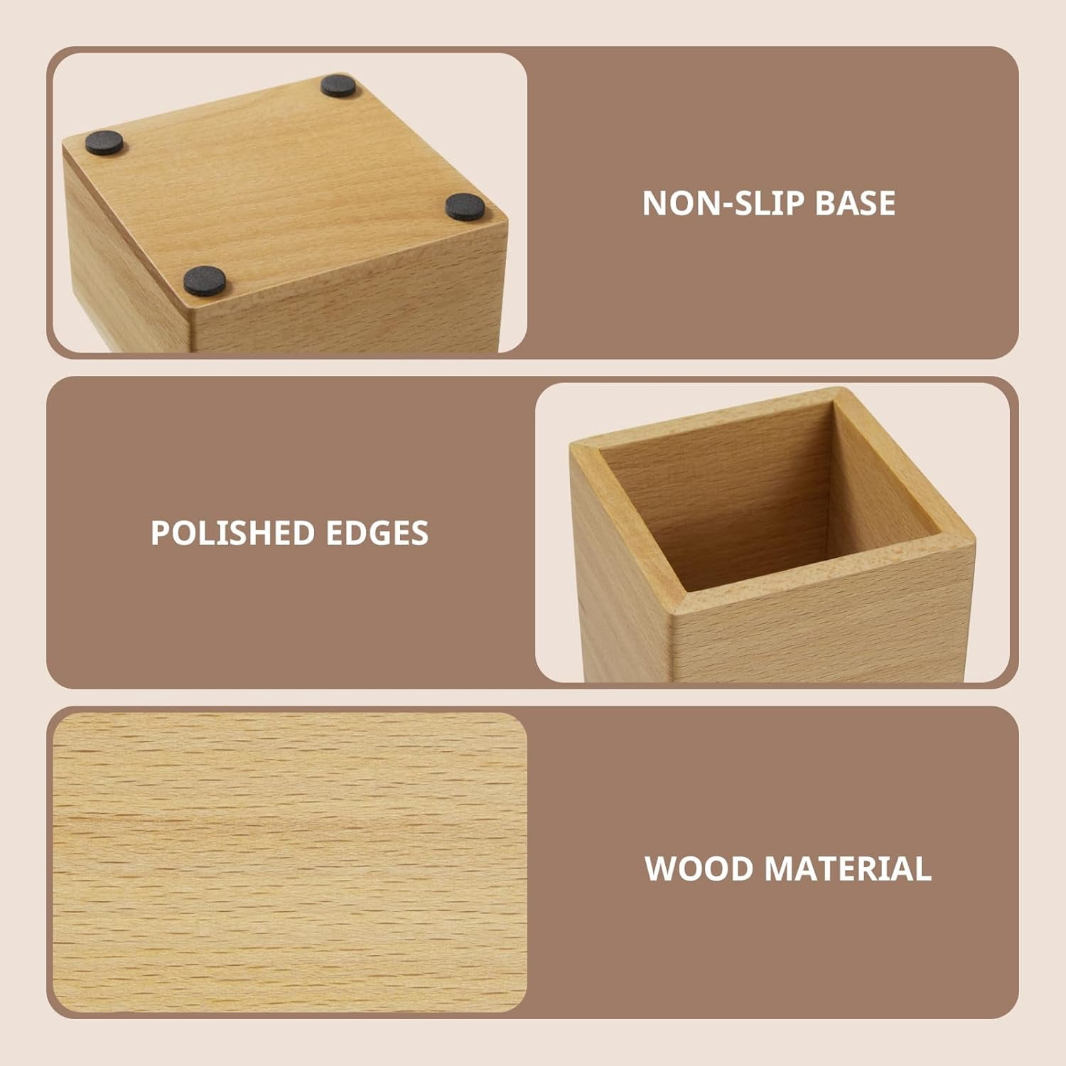 Desk Organizer Set of 3 - Wood Office Desk Accessories - Desk Organizers and Accessories for Women Men - Set incl. Pencil Pen Holder, Paperclip Storage and Sticky Note Holder