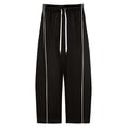 thumbnail image 5 of Women's High Waist Footed Sweatpants, Solid Color Elastic Drawstring Waist Back Pockets, Slimming Body Shaping Casual Track Pants for Seaside Holiday Daily | TruHer,Black XL, 5 of 7