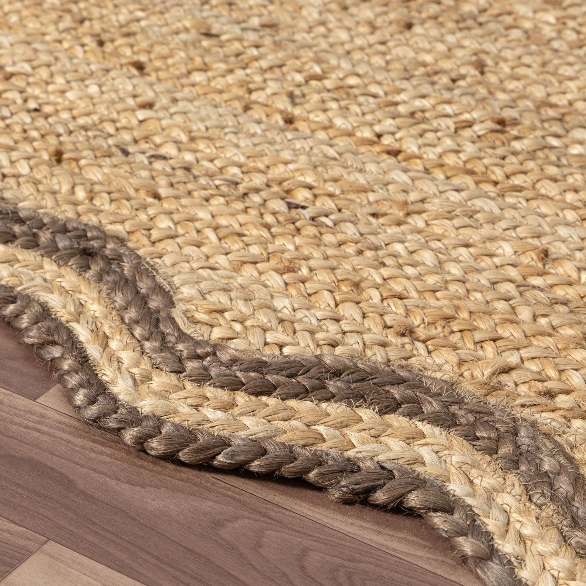 Harlow Hill Teni Braided Jute 2' x 3' Brown/Natural Bordered Performance Indoor Area Rug