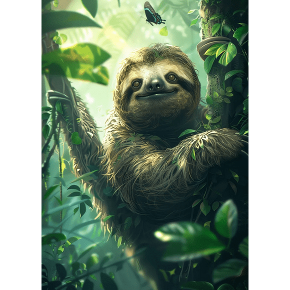 Leopard Frog Bird Sloth Poster Wall Art Picture Abstract Wild Animal Canvas Painting And Print for Modern Living Room Home Decor50 x 70 cm (without frame),SKU-06