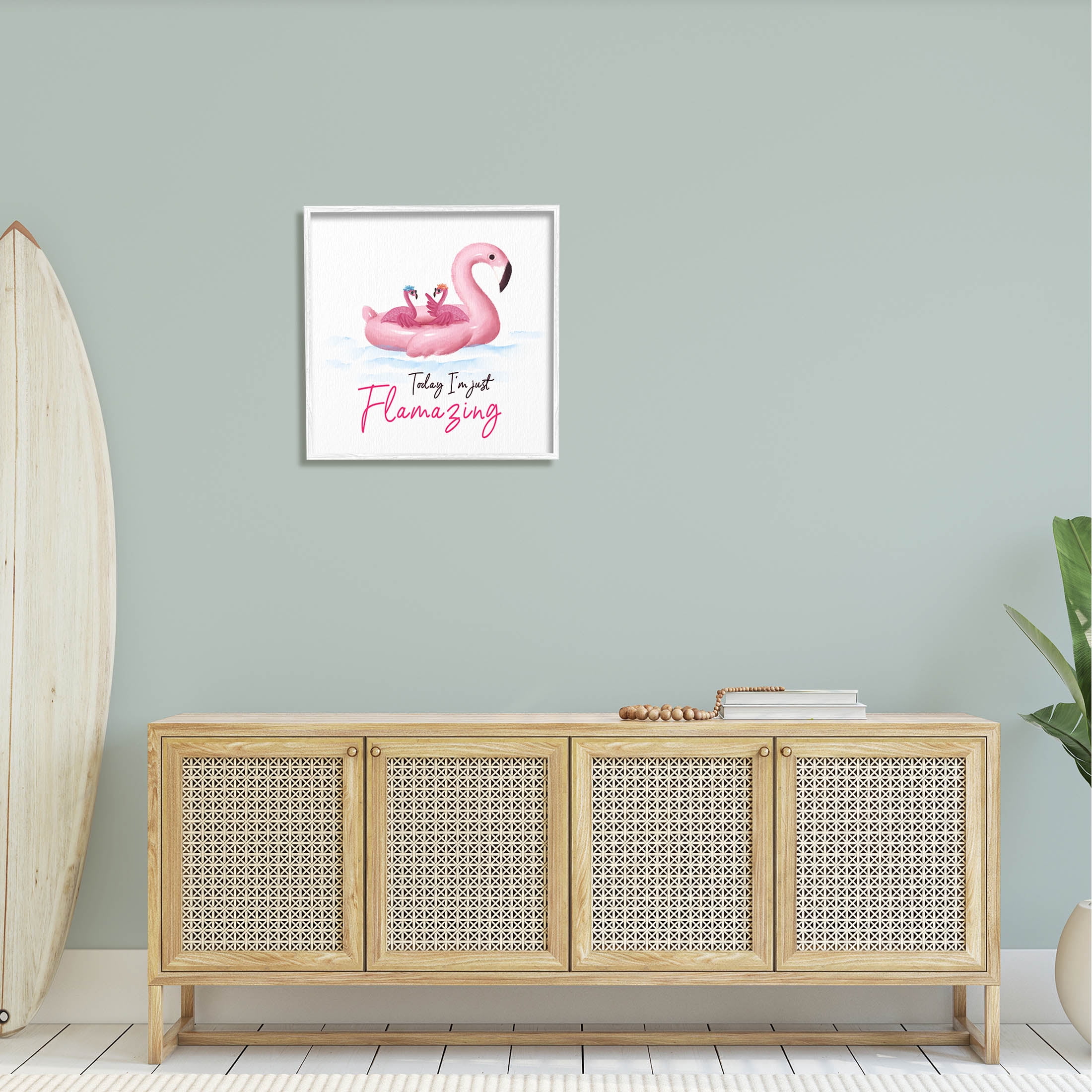 Today I'm Flamazing Flamingoes Animals & Insects Graphic Art White Framed Art Print Wall Art
