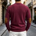 thumbnail image 6 of COMVALUE Men's Fall Crewneck Sweatshirts Patchwork Long Sleeve Corduroy Texture Casual Pullover Shirt (Wine, XL), 6 of 8