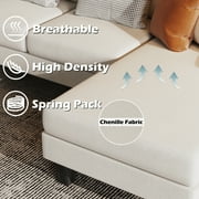 Homall 105 Modern U-Shape Sectional Sofa, Chenille Fabric Modular Couch, 4 Seat Oversized Sofa with Chaise for Living Room, White