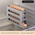 thumbnail image 2 of 30 Eggs 4 Tiers Egg Holder for Fridge Egg Holder Rolling Egg Dispenser for Refrigerator Egg Storage Container Roll Down Countertop (Clear, 33.5cm), 2 of 3