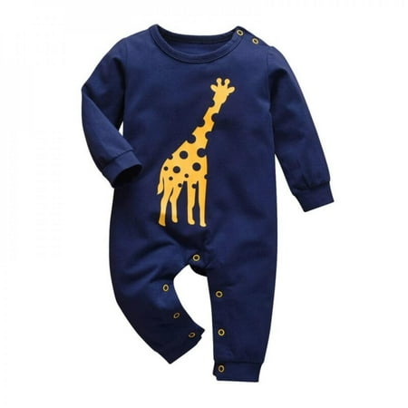 

Infant Baby Boy Girl Cartoon Giraffe Print Romper Newborn Fashion Long Sleeve Jumpsuit Rompers Clothes